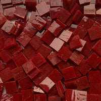 Loose 15 mm Tiffany Glacier glass tiles in Coral Red
