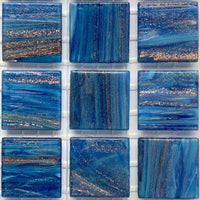 Verre Mosaique - glass mosaic -Glasmosaik-glasmozaïek-Glasmozaiek met Goud Dooradert 20mm Hemelsblauw - mosaicshop