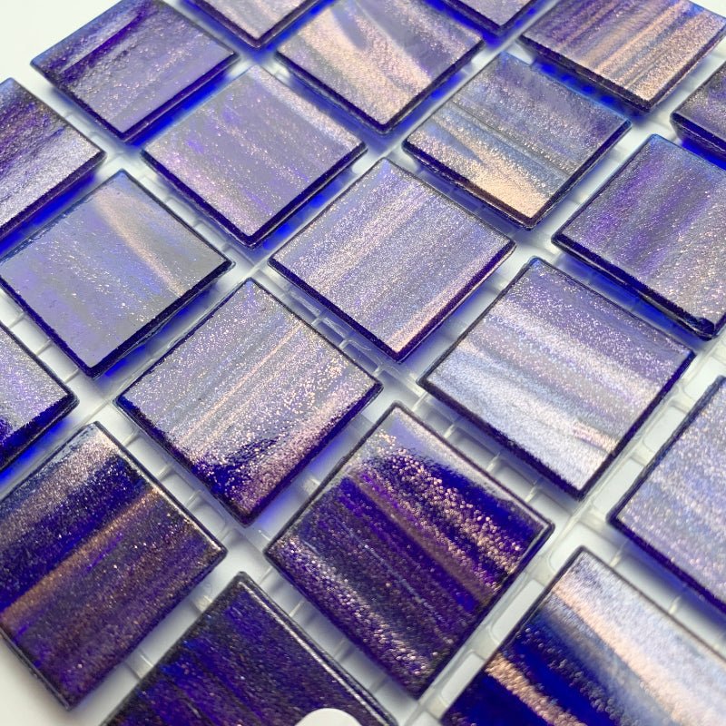 Verre Mosaique - glass mosaic -Glasmosaik-glasmozaïek-Glasmozaiek met Goud Dooradert 20mm Nachtblauw - mosaicshop