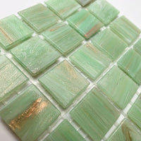 Verre Mosaique - glass mosaic -Glasmosaik-glasmozaïek-Glasmozaiek met Goud Dooradert 20mm Varen - mosaicshop