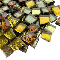 Verre Mosaique - glass mosaic -Glasmosaik-glasmozaïek-Glastegel met Spiegel Goudmix - mosaicshop