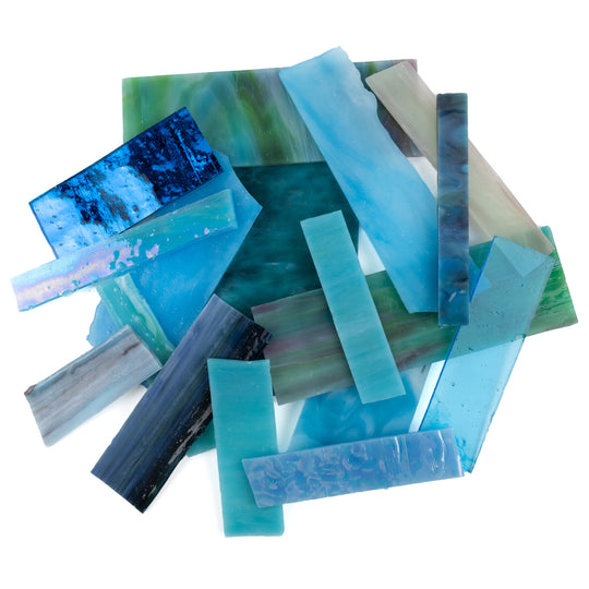 Glasscherven XL Zeeblauw