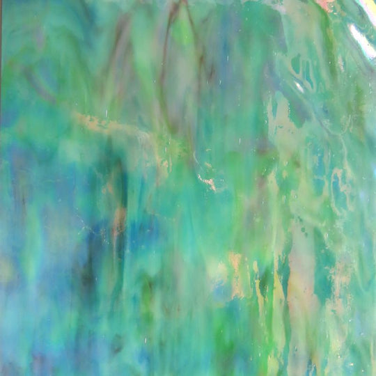 Plaque de Verre Bleu Sarcelle Doux Marbré Iridescent