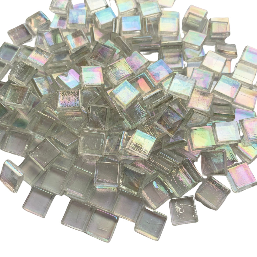 Mosaico de Vidrio Transparente 10mm Blanco Perla