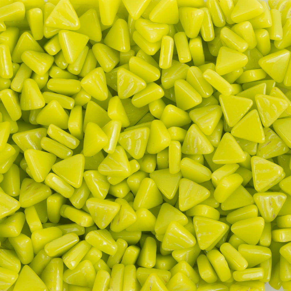 Mini triângulo de mosaico de vidro verde e amarelo