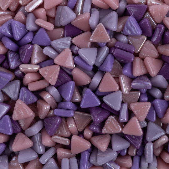 Mini mosaico de vidro triangular roxo mesclado