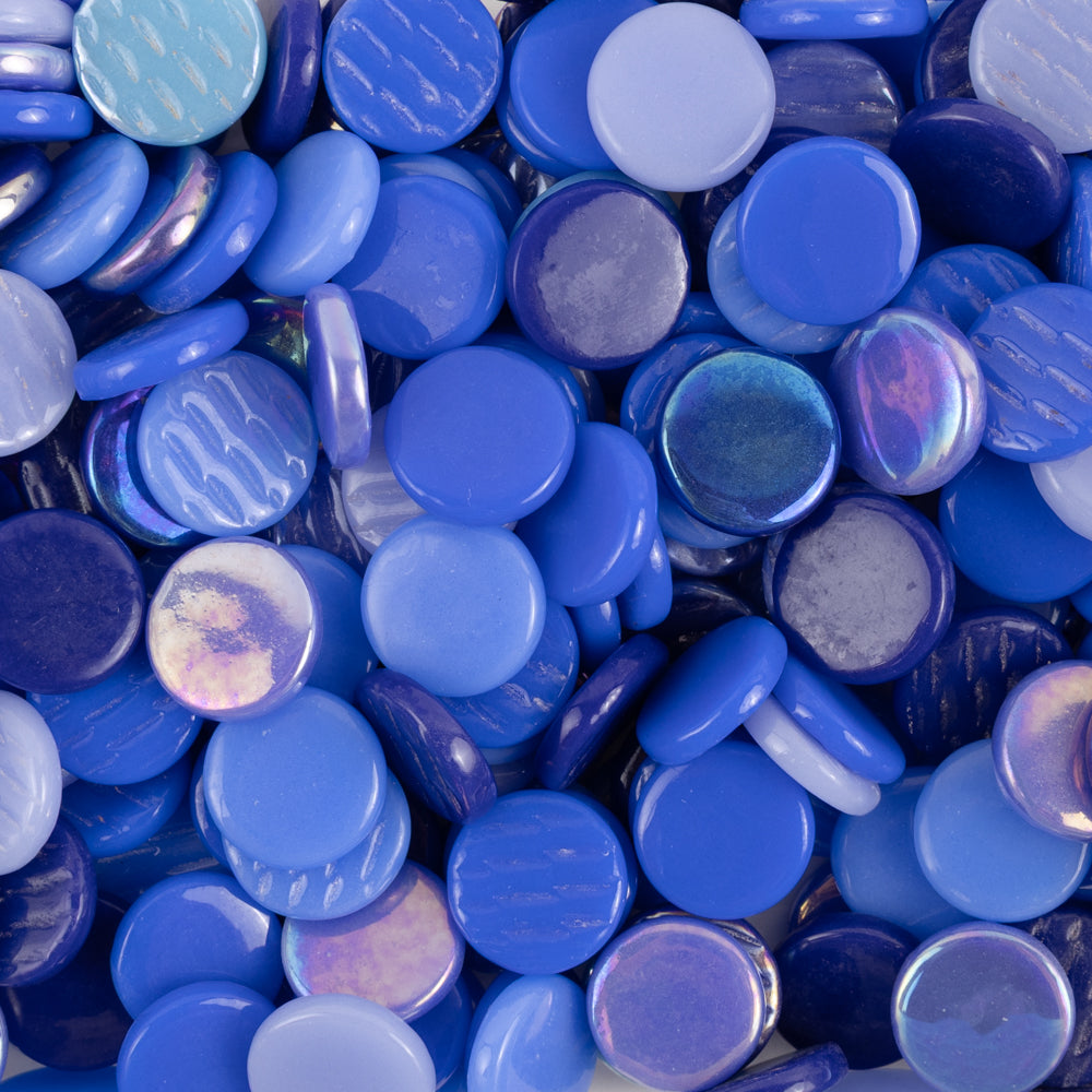 Pastilha de Vidro Redonda 18mm Sortido Azul