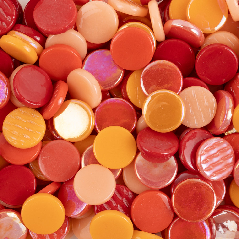 Pastilles De Verre 18mm  Mélange Rouge