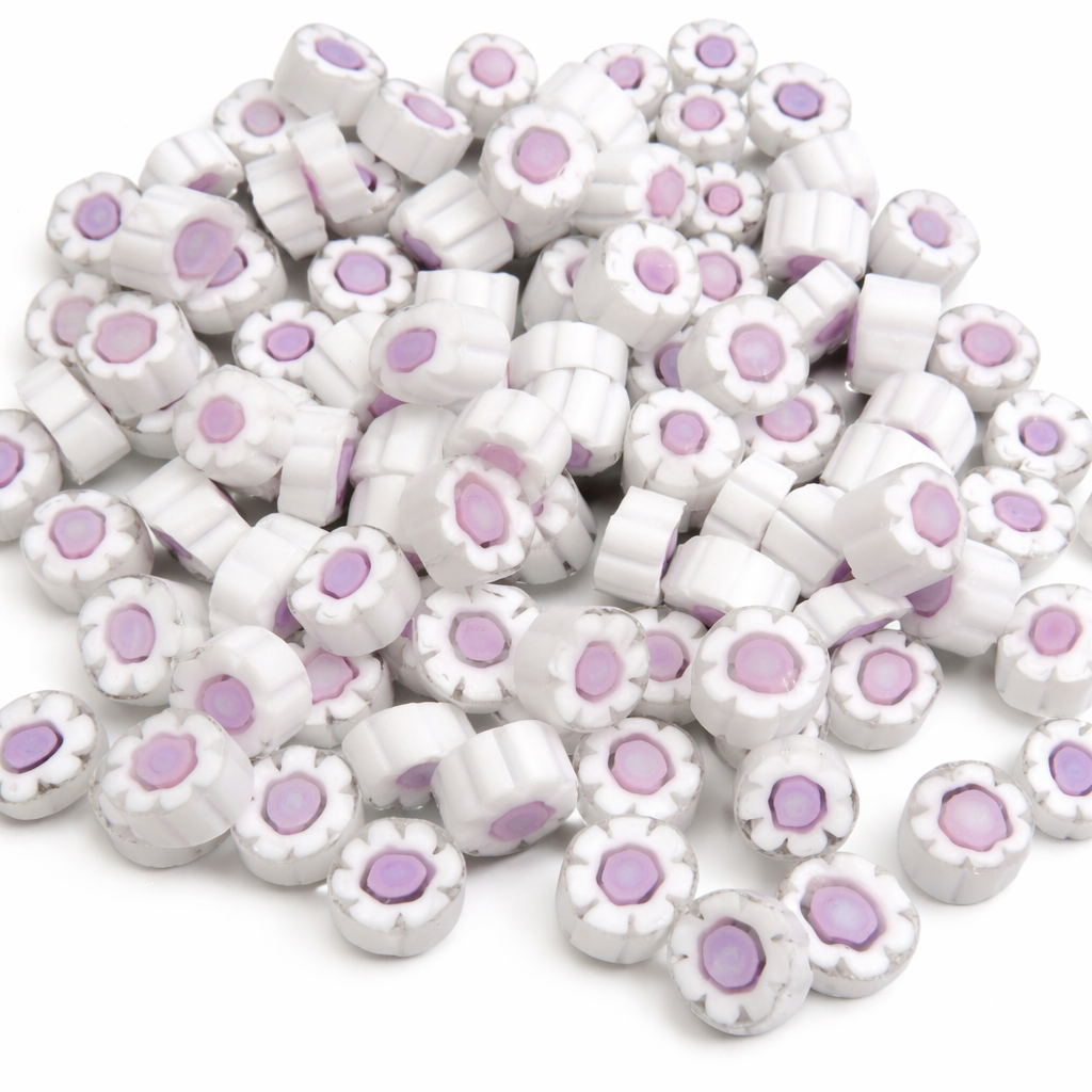 Millefiori Wit Roze Bloem