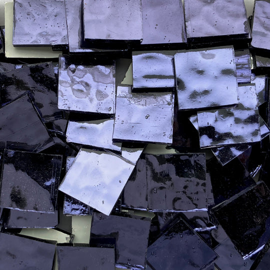 Pâtes de Verre Miroir Colorées 20mm  Pourpre Ondulé