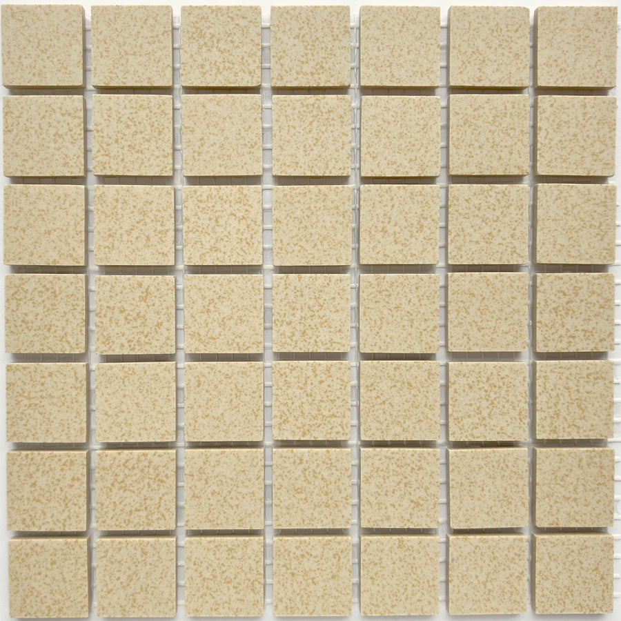 Winckelmans Jaune 202 Mouchetés – matte mozaïektegels van 20x20 mm op gaas