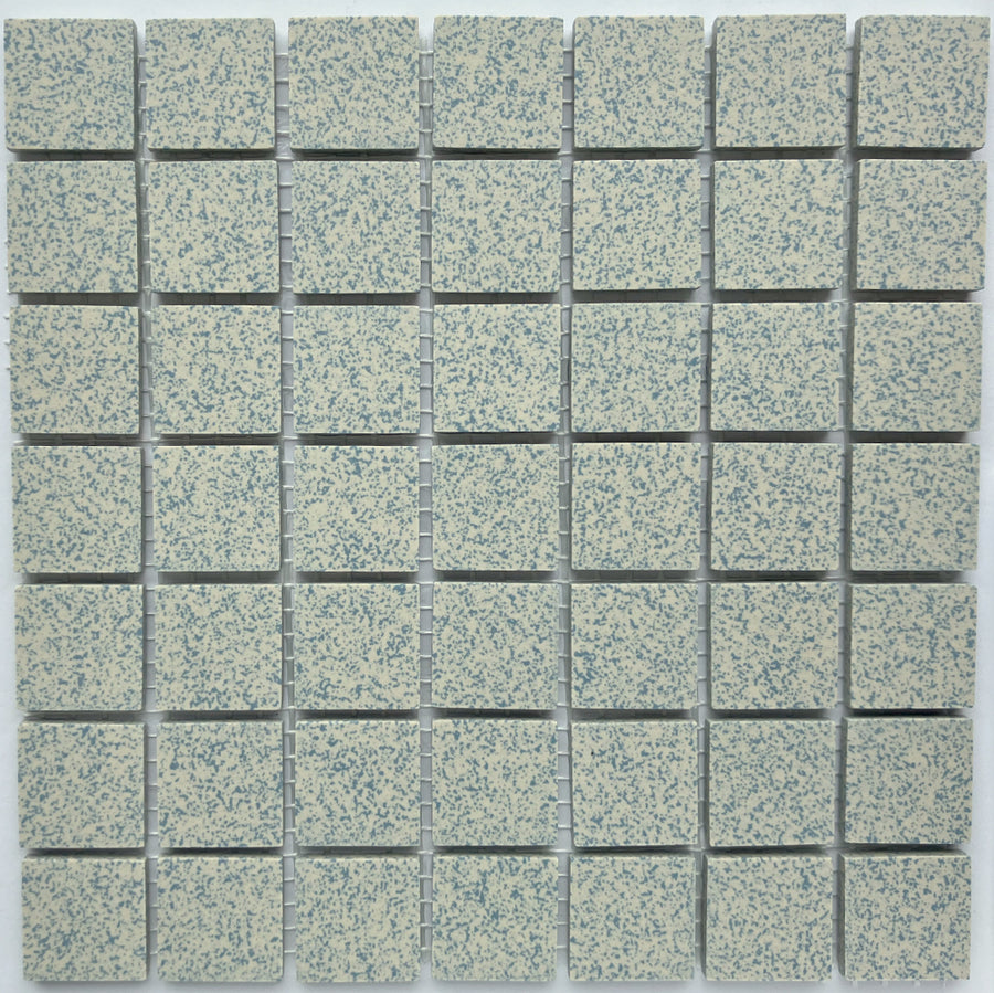 Winckelmans Bleu 208 Mouchetés – carreaux de mosaïque mats de 20x20 mm sur filet