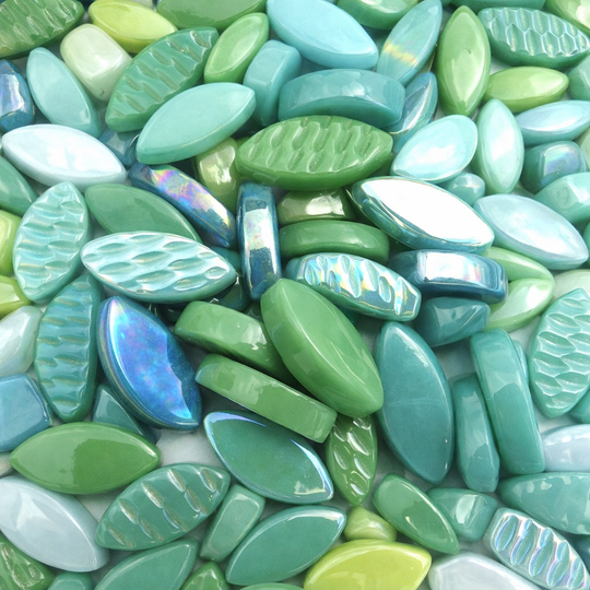 Mosaiksteinen Elipsenform Glas  Cyan-Mix