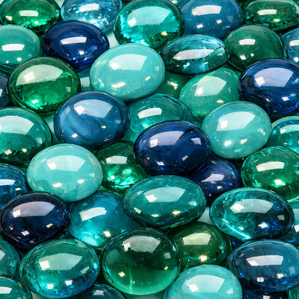 Glasdruppels  16-20mm Groenblauw Mix