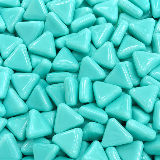 Mini triângulo de mosaico de vidro meio ciano