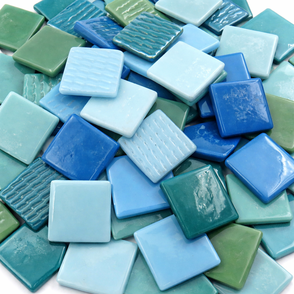 Pâte de Verre 25mm Turquoise Mélange
