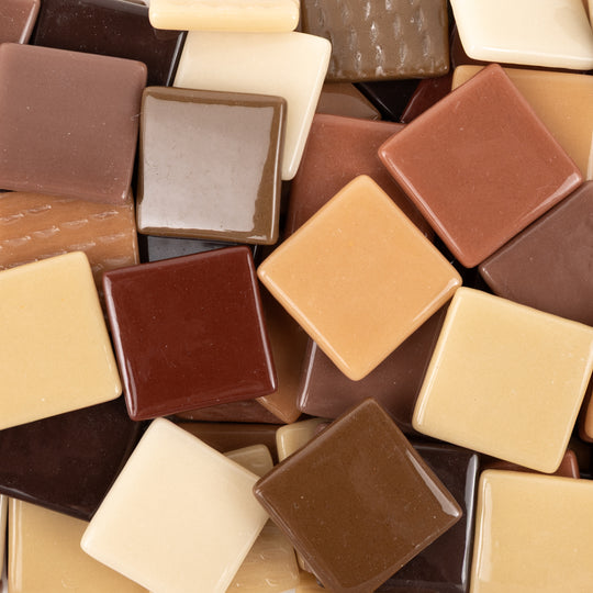Pâte de Verre 25mm Bruin Beige Mélange