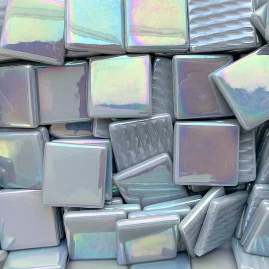 Pâtes De Verre  25mm Gris Iridescent