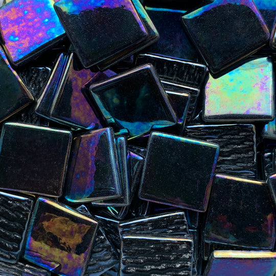 Pâtes De Verre  25mm Noir Opale Iridescent