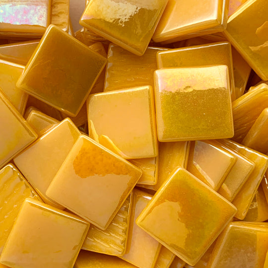 Pâtes De Verre  25mm Jaune Chaud Iridescent