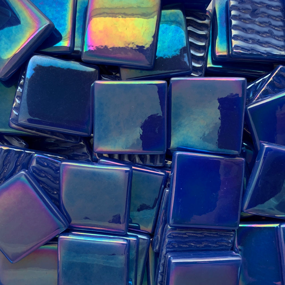 Mosaico de Vidrio Nácar 25mm Azul Brillante