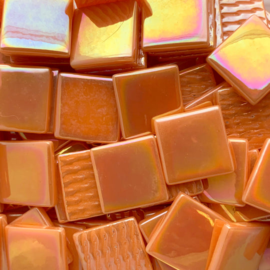 Pâtes De Verre  25mm Orange Opale Iridescent