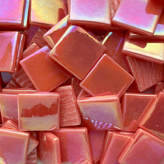 Pâtes De Verre  25mm Orange Rouge Iridescent