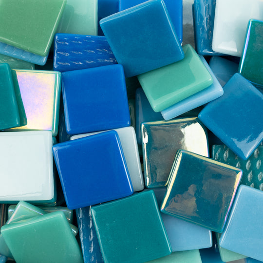 Pâte de Verre 25mm Turkoois Mix