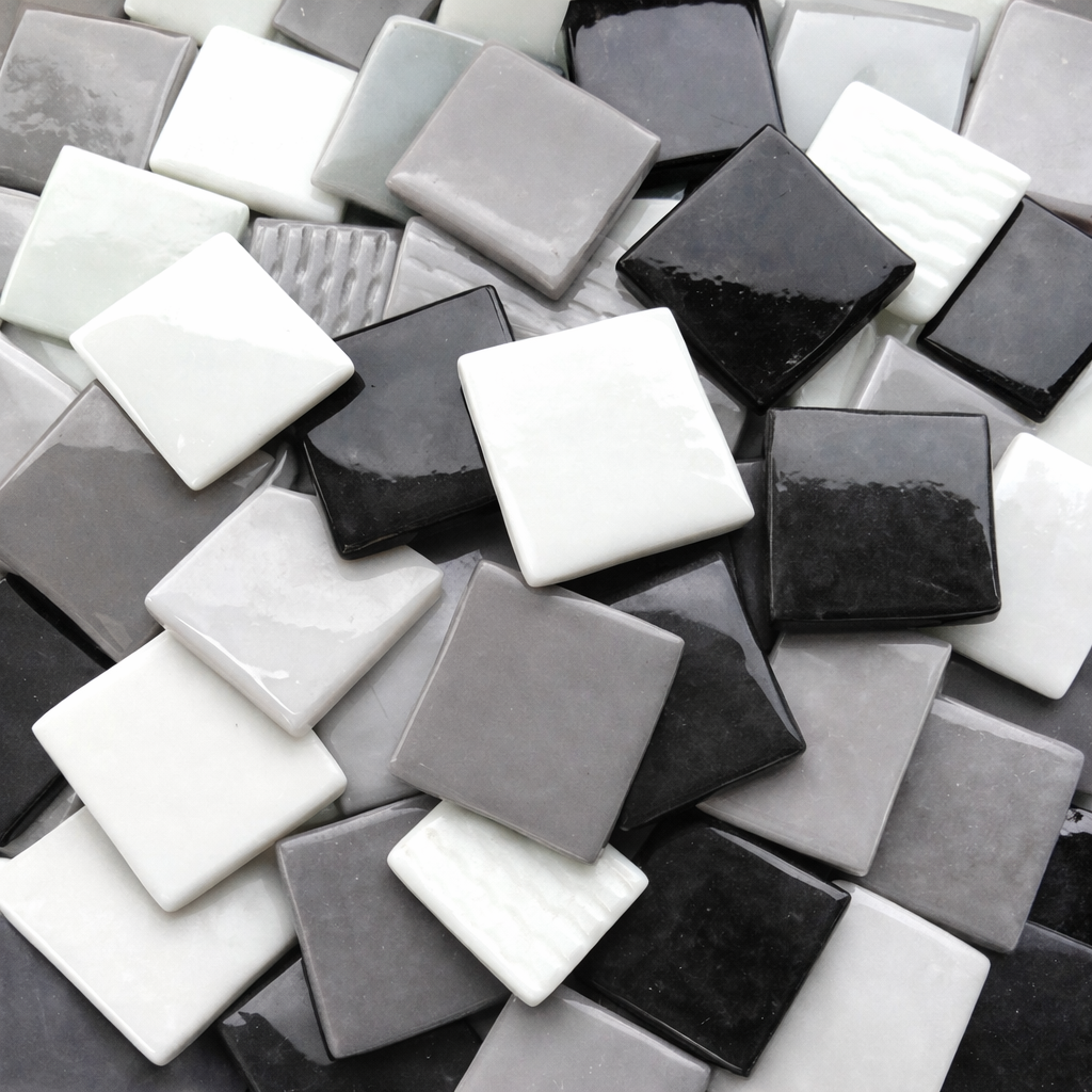 Pâte de Verre 25mm Zwart-Grijs-Wit Mix