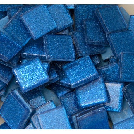 Verre Mosaique - glass mosaic -Glasmosaik-glasmozaïek-Glasmozaiek Glitter 20mm Blauw - mosaicshop