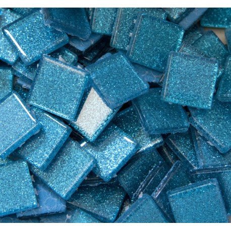 Verre Mosaique - glass mosaic -Glasmosaik-glasmozaïek-Glasmozaiek Glitter 20mm Turkoois - mosaicshop