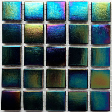 Verre Mosaique - glass mosaic -Glasmosaik-glasmozaïek-Glasmozaiek Iriserend 20mm Gitzwart - mosaicshop