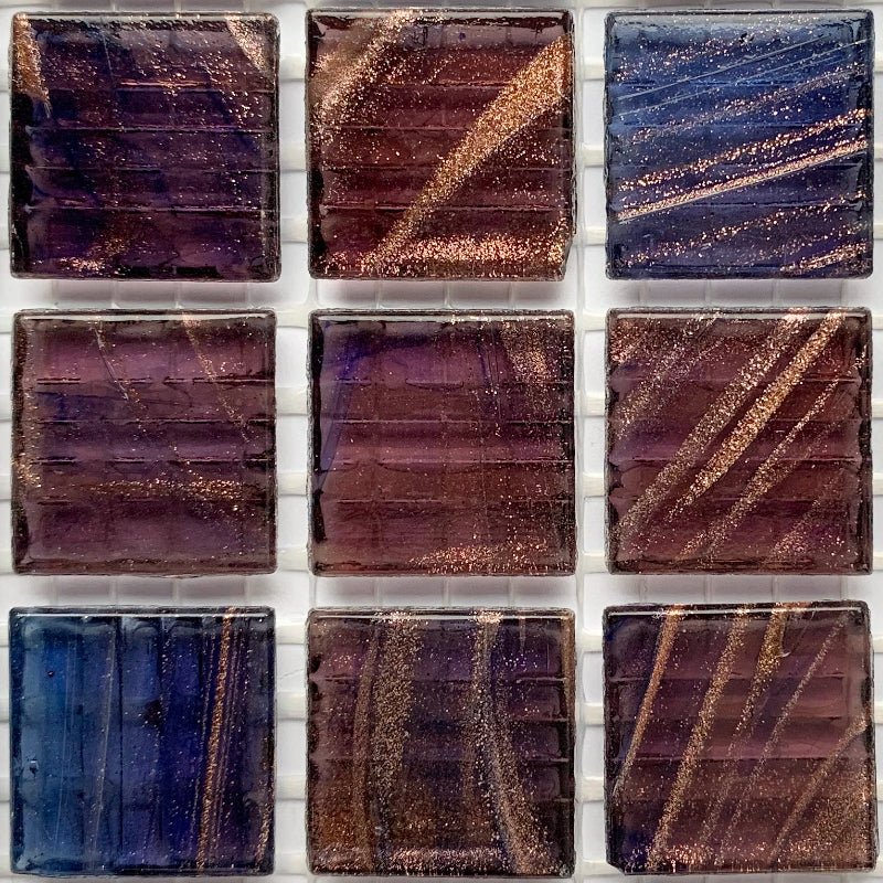Verre Mosaique - glass mosaic -Glasmosaik-glasmozaïek-Glasmozaiek met Goud Dooradert 20mm Indigo - mosaicshop