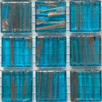 Verre Mosaique - glass mosaic -Glasmosaik-glasmozaïek-Glasmozaiek met Goud Dooradert 20mm Rifblauw - mosaicshop