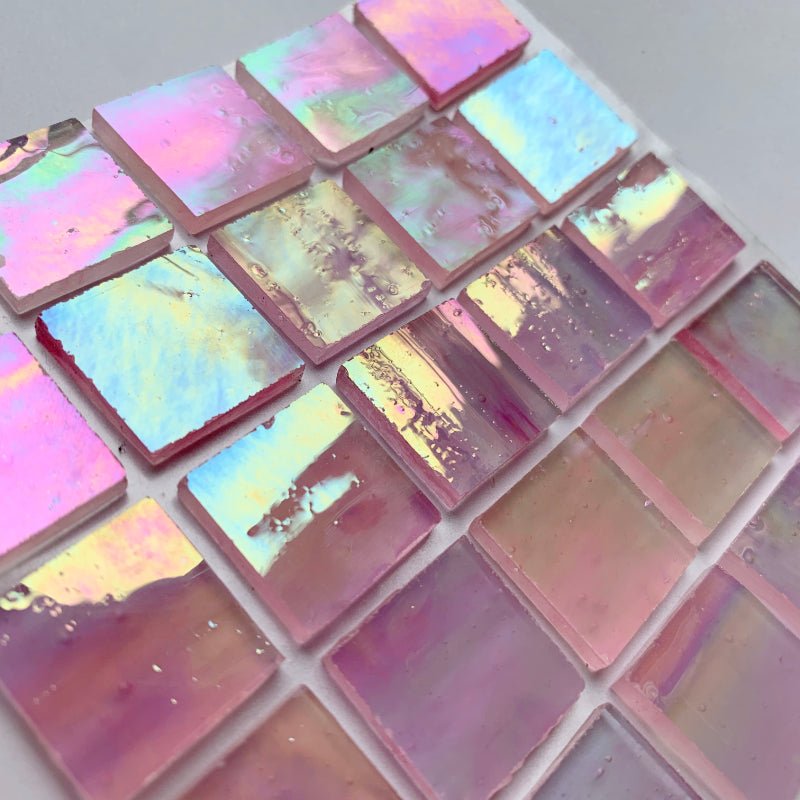 Verre Mosaique - glass mosaic -Glasmosaik-glasmozaïek-Glasmozaiek Tiffany Glacier 20mm Roze - mosaicshop