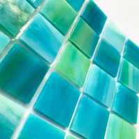 Verre Mosaique - glass mosaic -Glasmosaik-glasmozaïek-Glasmozaiek Tiffany Glacier 20mm Zeegroen - mosaicshop