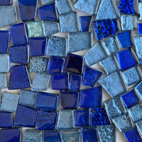 Verre Mosaique - glass mosaic -Glasmosaik-glasmozaïek-Glastegel met Spiegel Blauwmix - mosaicshop