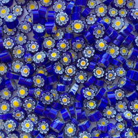 Verre Mosaique - glass mosaic -Glasmosaik-glasmozaïek-Millefiori Blauw/Wit/Geel Bloem 10/11 doorzichtig - mosaicshop