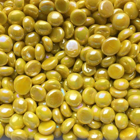 Billes de Verre Mini 9-13mm  Jaune Irisée