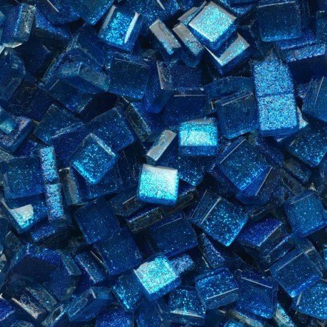 Verre Mosaique - glass mosaic -Glasmosaik-glasmozaïek-Mini Glitter 10mm Blauw - mosaicshop