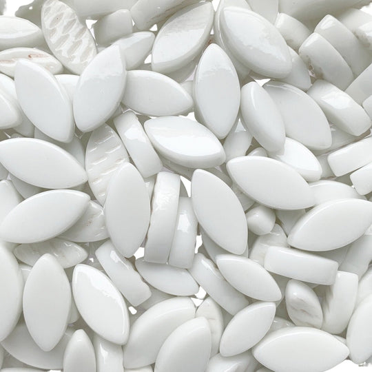 Mosaiksteinen Elipsenform Glas  Weiß